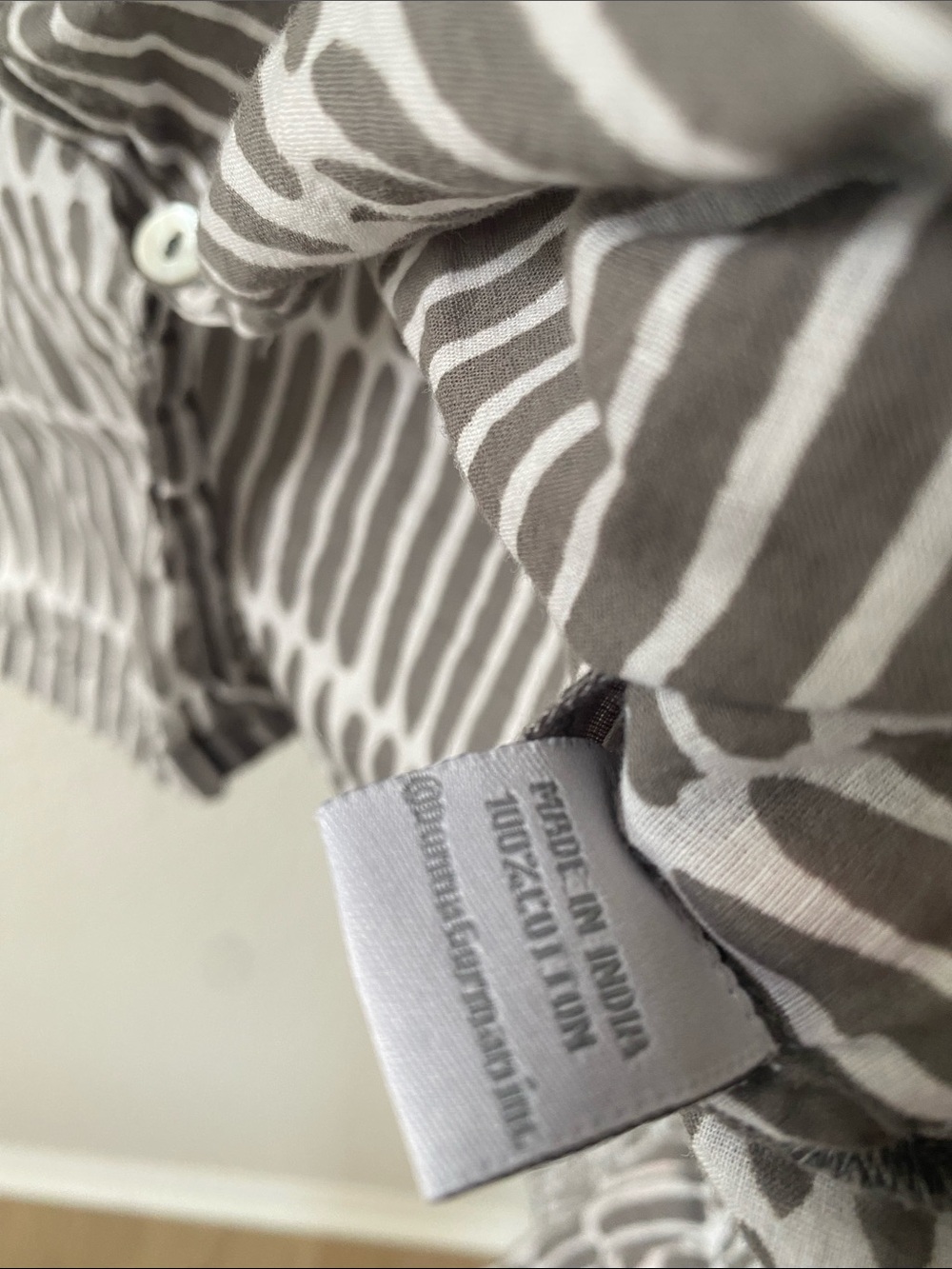 See Design Donna Gorman Grey Tissue Cotton India Block Print Pajama Set Medium - Picture 5 of 9